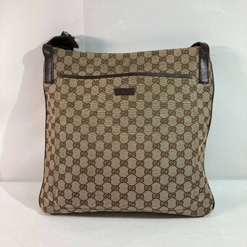 Gucci GG Monogram Canvas flat messenger shoulder bag brown
